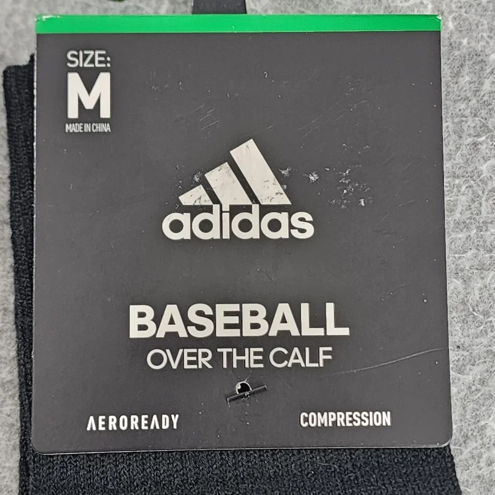 Adidas 2 Pairs Baseball Socks Over the Calf Mens M Black Aeroready Compression